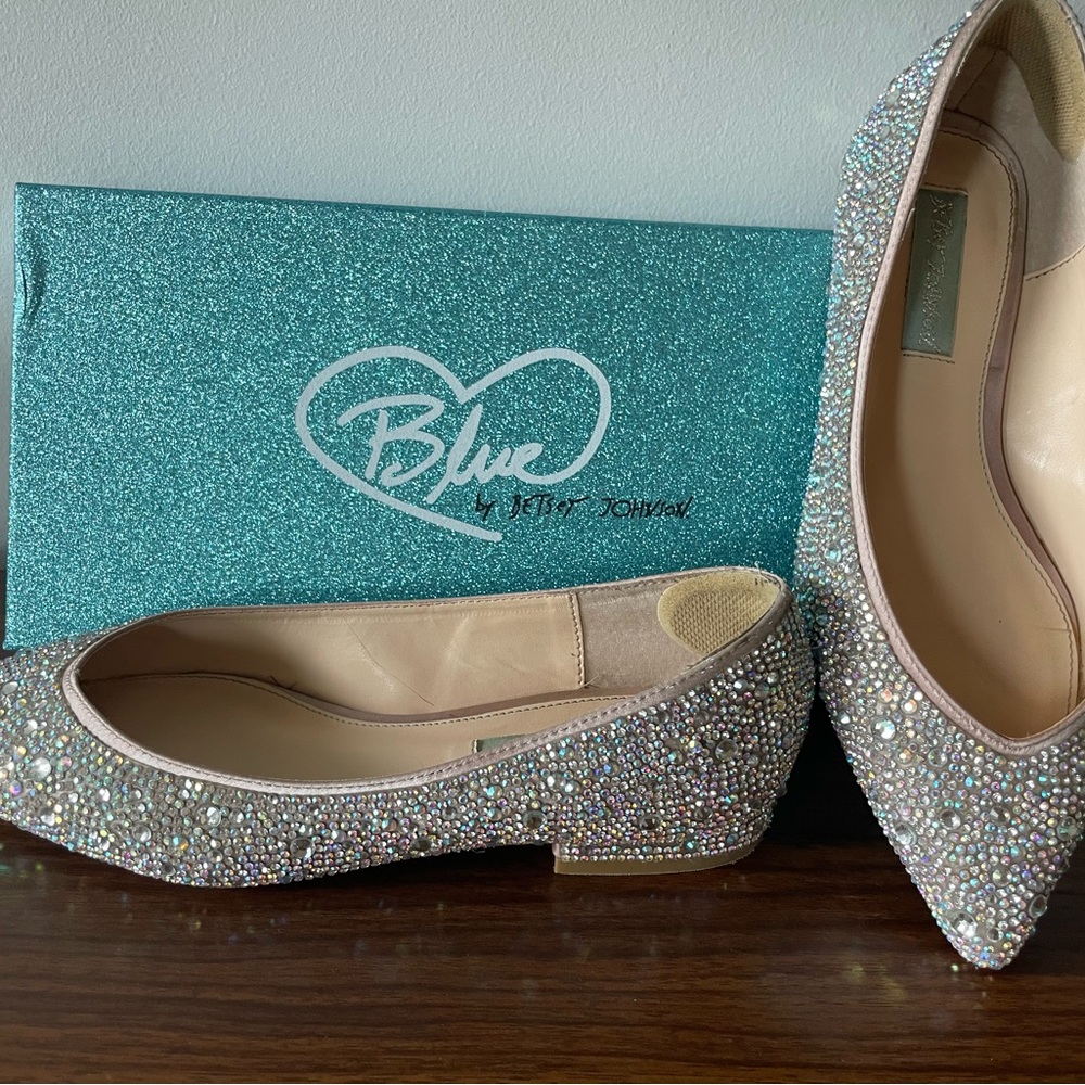 Blue by Betsey Johnson Silver Sparkle Flats